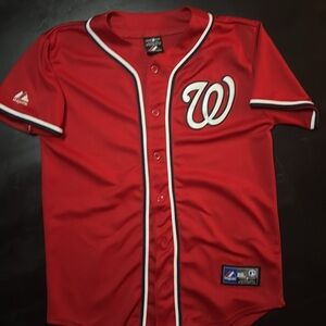 Majestic Washington Nationals #34 Harper Red Kids Jersey size L